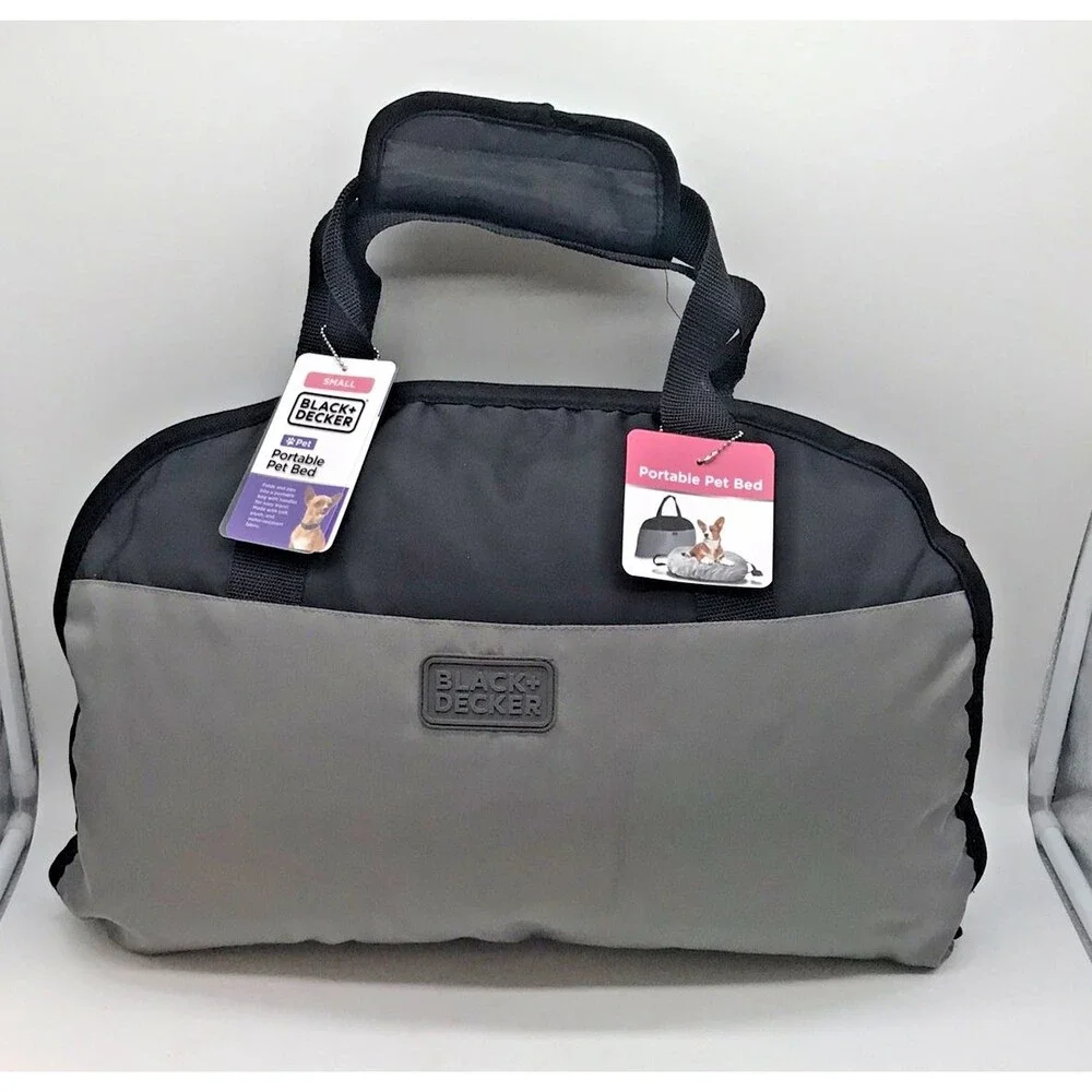 BLACK & DECKER Plush Zip Up Portable Pet Bed Small Dogs Handle Water Resistant